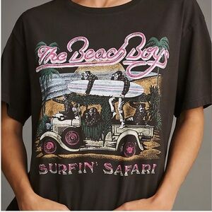 Anthropologie LetLuv Beach Boys Band Tee Gray Short Sleeve Surf Crewneck